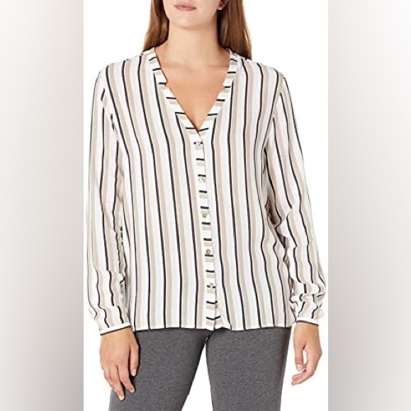 Hanro Tops - NWT Hanro Sleep & Lounge Stripe Woven V-Neck Button-Down Shirt Size Small